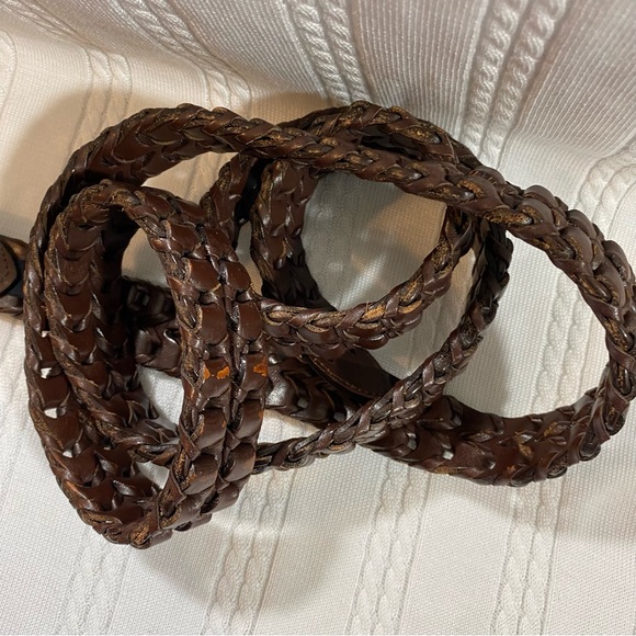 Roundtree & Yorke Cowhide Belt 54” Brown Leather Belt Unisex. Braided Belt - Picture 7 of 8